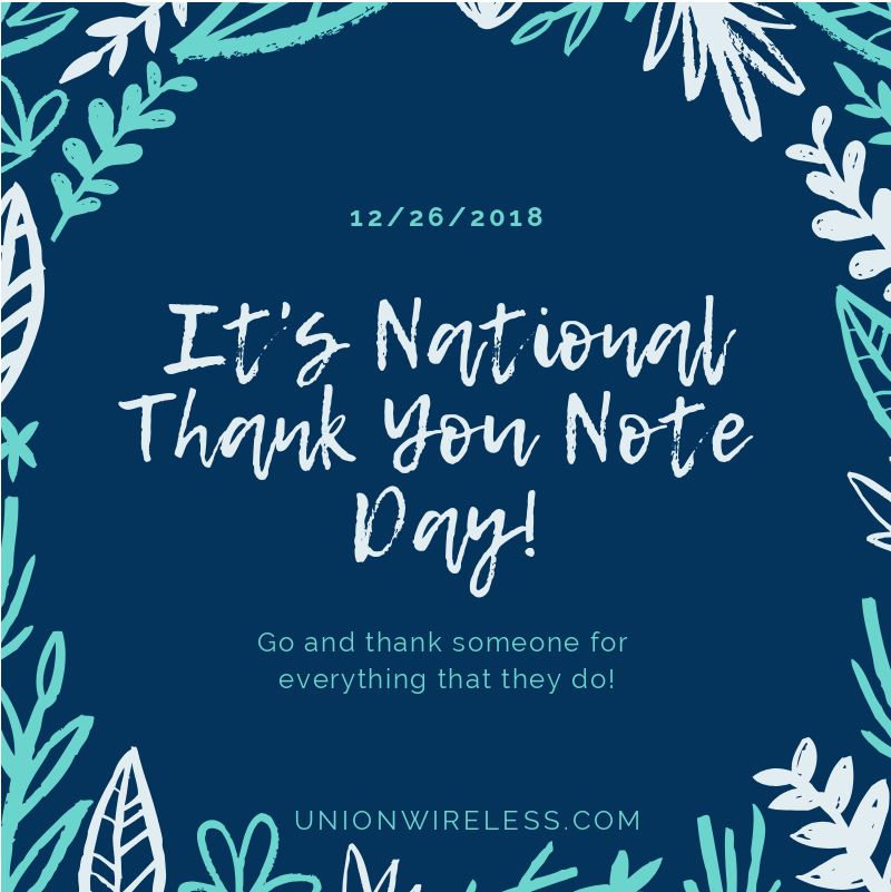 Union Wireless National Thank You Note Day