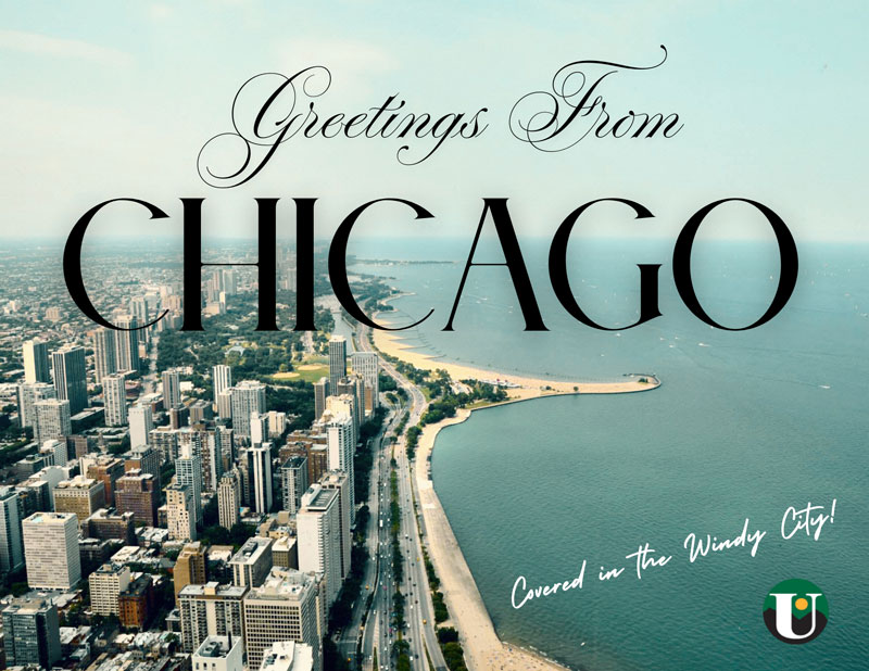 Post card of Chicago shore line